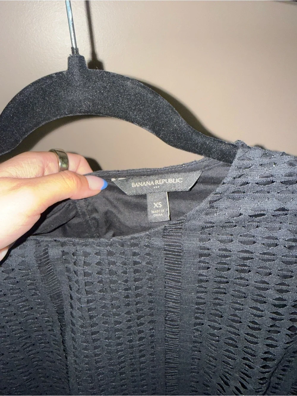 Banana Republic Black Crochet Lace Balloon Sleeve Top